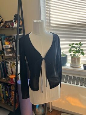 Y2K vintage rampage beaded sheer front tie cardigan top